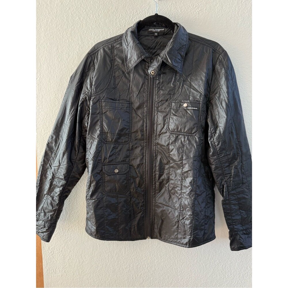 Vintage Dolce & Gabbana Men's Black Quilted Lightweight Jacket